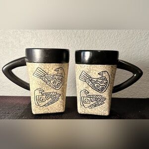 Two 5" Laurel Burch for Bella Casa Stoneware Coffee Tea Mug Birds - Signature